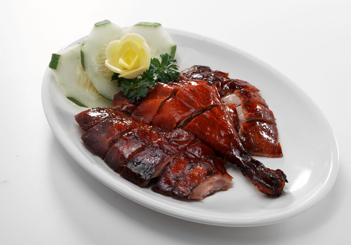 Guan Chee roast duck, chopped and plated