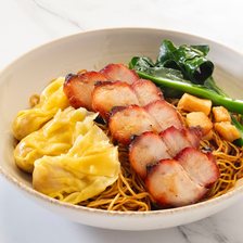 Char siew and wantons on noodles