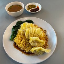 Dumplings on noodles